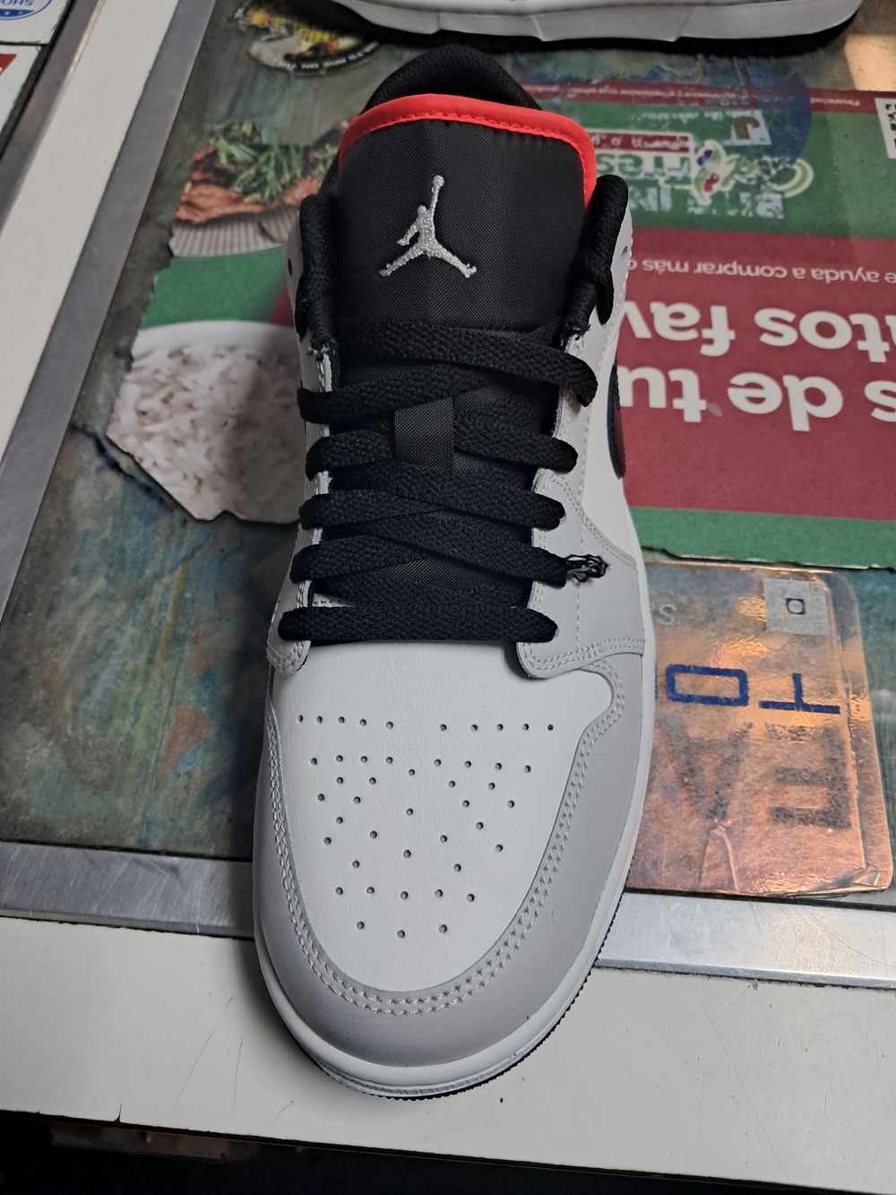 Jordan Men's Low-Top Sneaker in White/Black with Red Accent